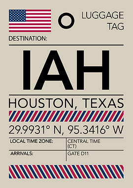 IAH Houston, Texas Airport Luggage Tag