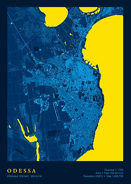 Odessa, Ukraine: City Map Art