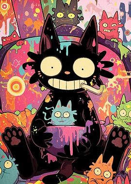 Cat Colorful Splatter