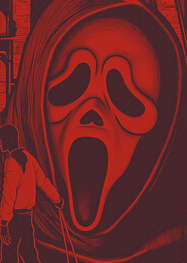 Red Scream Mask Illustration