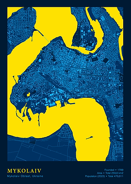Mykolaiv, Ukraine Map Art