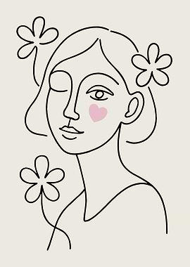 Minimalist Woman Portrait with Flowers
