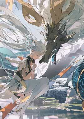 Girl and Dragon Digital Art