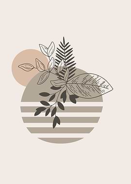 Minimalist Floral Art with Geometric Shapes