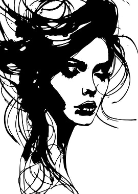 Black and White Woman Portrait