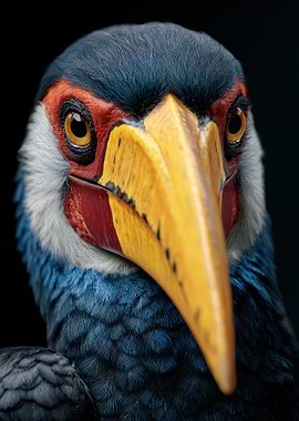 Detailed Portrait of a Hornbill Bird
