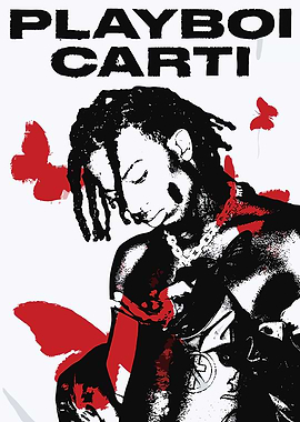 Playboi Carti Black and Red Portrait