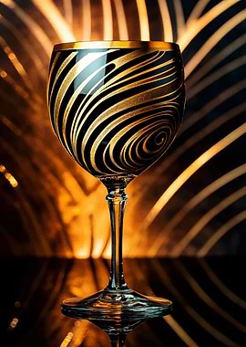 Elegant Black and Gold Wine Glass