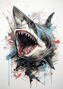 Shark with Open Mouth Art
