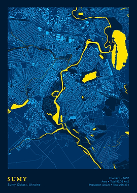 Sumy, Ukraine City Map Art