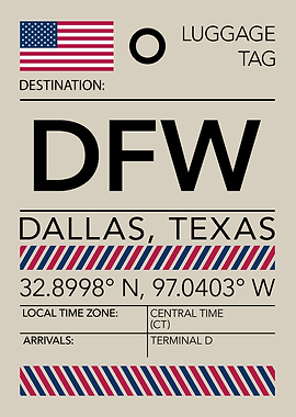 DFW Dallas, Texas Airport Luggage Tag