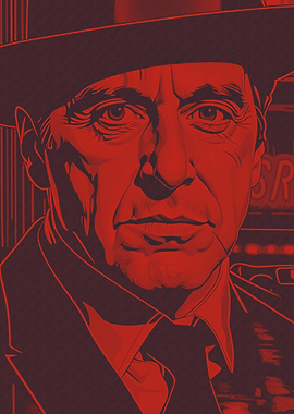 Red Portrait of a Man in Hat