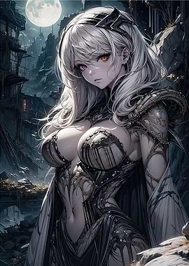 Girl in Dark Fantasy Setting