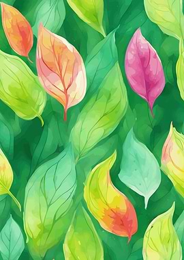 Watercolor Leaves Pattern