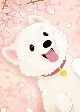 Happy Dog Cherry Blossoms