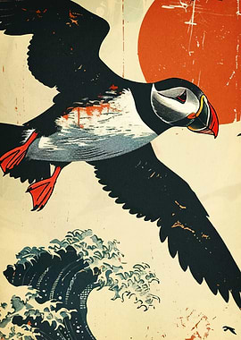 Puffin Flight Wave Sun