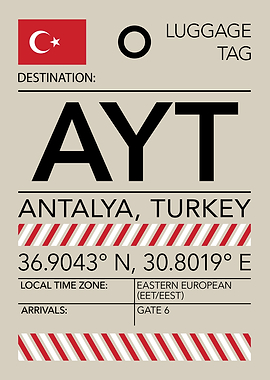 AYT Antalya, Turkey Airport Luggage Tag