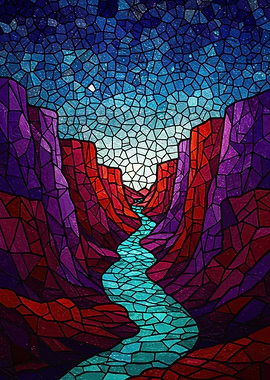 Stained Glass Canyon Landscape