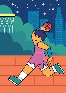 Basketball Player Cartoon Illustration