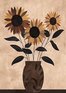 Sunflowers in Vase Still Life Art