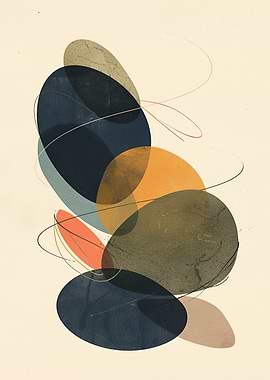 Abstract Circles and Lines Composition