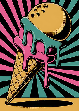 Melting Ice Cream Cone Illustration