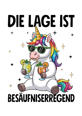 Unicorn with Cocktails - Funny Cartoon