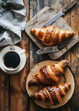 Croissants and Coffee Still Life