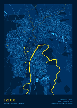 Izium, Kharkiv Oblast, Ukraine Map