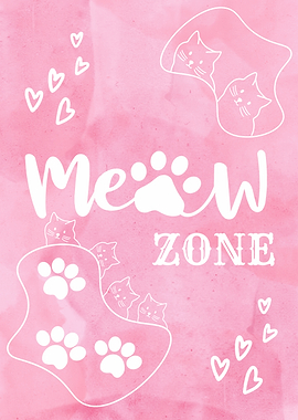 Meow Zone Pink Cat Art