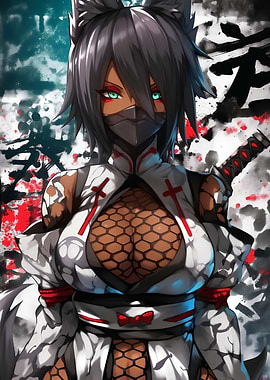 Anime Ninja Girl with Wolf Ears