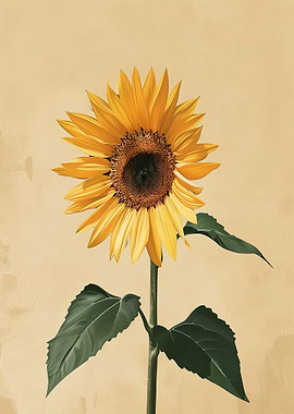 Sunflower on Beige Background