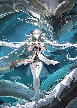 Girl with Dragon Digital Art