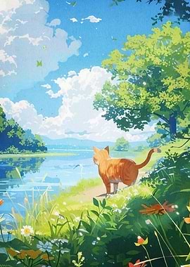 Cat by the Lake