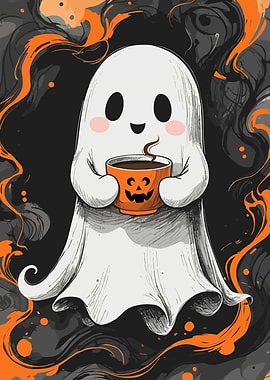 ghost with coffee