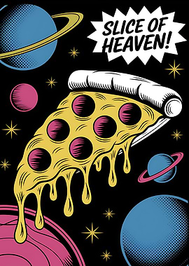 Pizza Slice in Space Pop Art