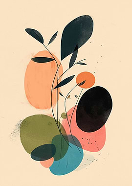 Abstract Floral Arrangement with Geometric Shapes