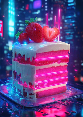 Cyberpunk Strawberry Cake