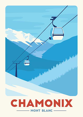 Chamonix Mont Blanc Ski Resort Poster