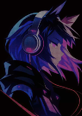 Anime Boy with Headphones Digital Art