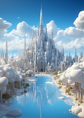 Majestic White Castle in the Sky