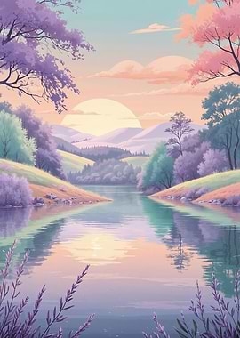 Pastel Lake Serenity