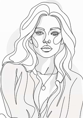 Minimalist Woman Line Art Portrait