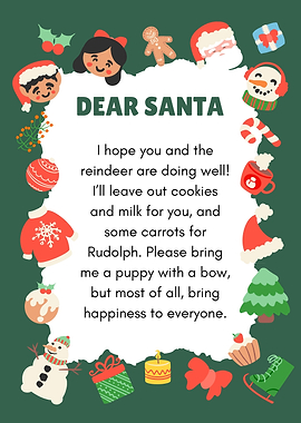 Dear Santa Letter with Christmas Icons