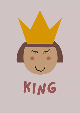 Cartoon King with Crown Illustration