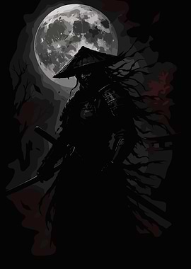 Samurai Warrior Under Moonlight