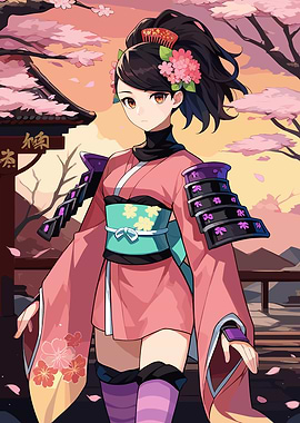 game Girl in Kimono with Armor
