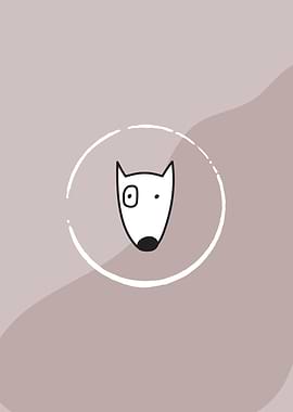 Minimalist Dog Icon on Abstract Background