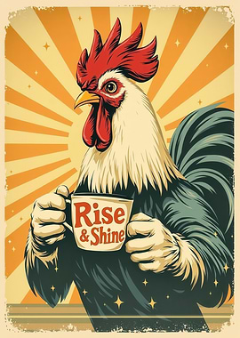 Rooster Rise & Shine Coffee Poster