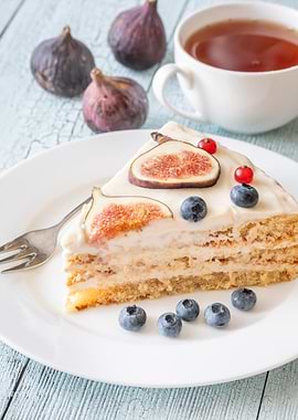 Fig and Blueberry Cake Slice
